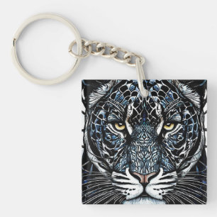 Black Panther stained glass Key Ring