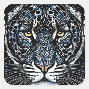 Black Panther stained glass Square Sticker
