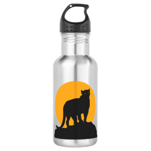 Black panther sunset silhouette 532 ml water bottle