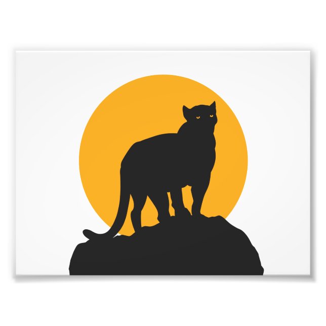 Black panther sunset silhouette photo print (Front)