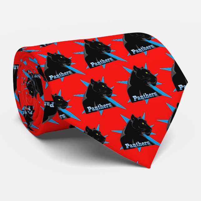 Black Panther Team Mascot  on Any Colour Necktie (Rolled)