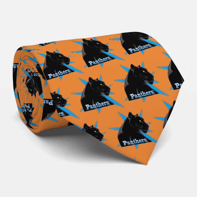 Black Panther Team Mascot  on Any Colour Necktie (Rolled)