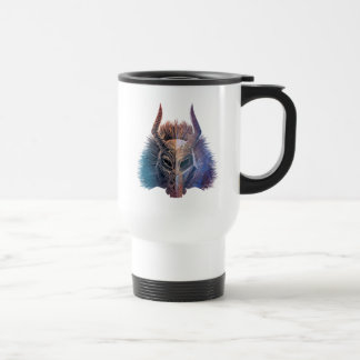 Black Panther | Tribal Mask Overlaid Art Travel Mug