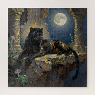 Black Panther under the Full Moon  Jigsaw Puzzle