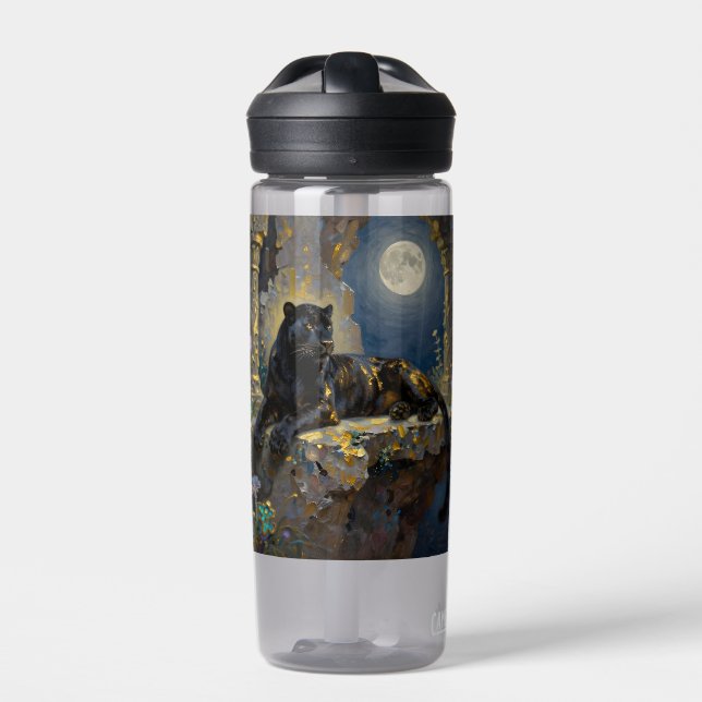 Black Panther under the Full Moon Personalized Water Bottle (Front)
