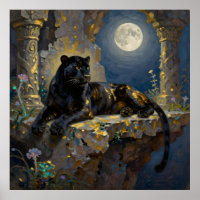 Black Panther under the Full Moon