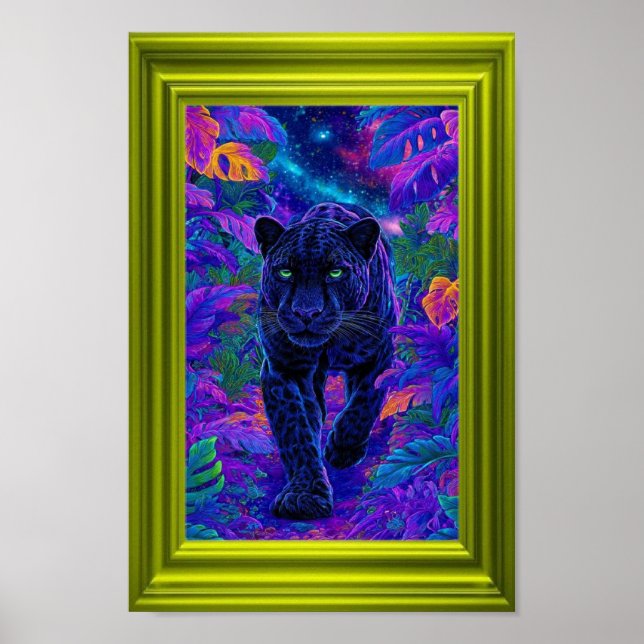 Black Panther Wall Art with Vibrant Colors (Front)