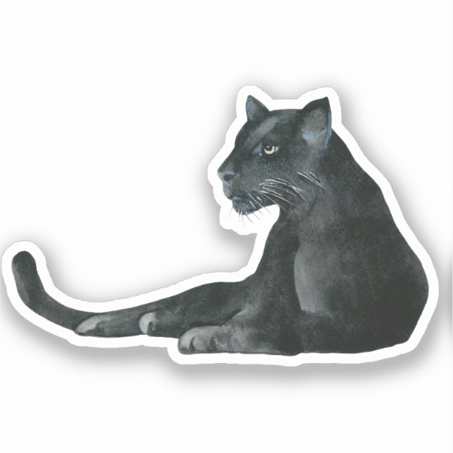 Black Panther Watercolor Sticker (Front)