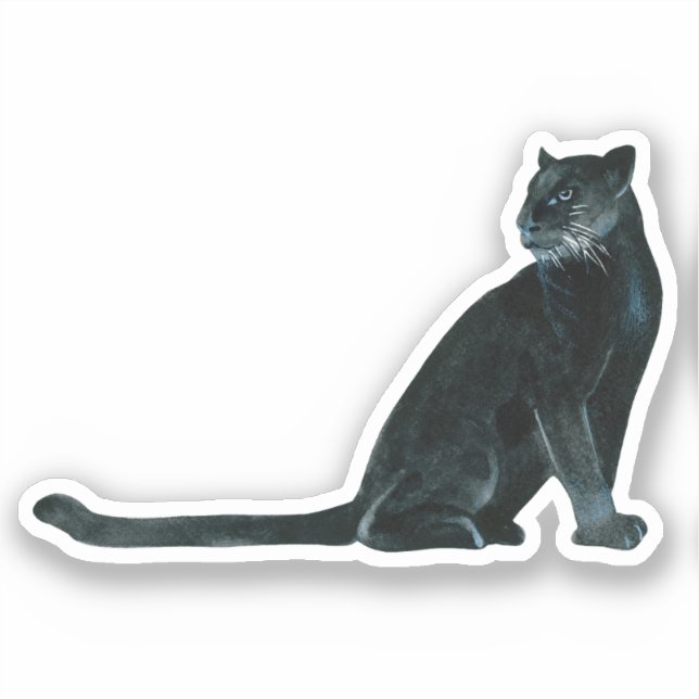 Black Panther Watercolor Sticker (Front)