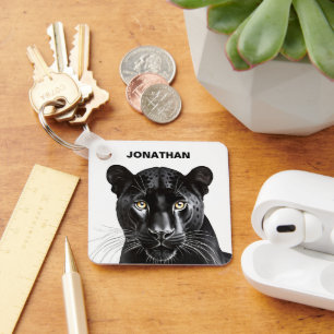 Black Panther Wild Animal Personalised Name Key Ring