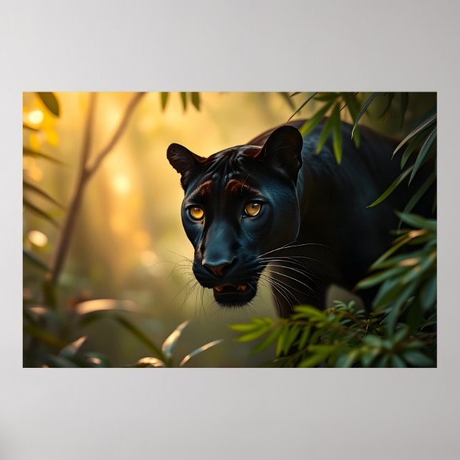 Black Panther Wild Jungle Leopard Big Cat  Poster (Front)