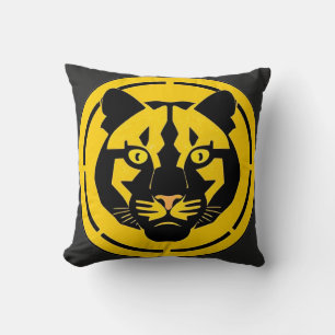 Black Panther with Intricate Artistic Details Cushion