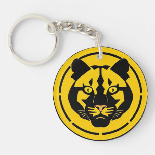 Black Panther with Intricate Artistic Details Key Ring