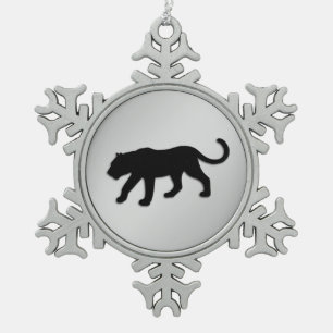 Black Panther  Xmas Snowflake Pewter Christmas Ornament