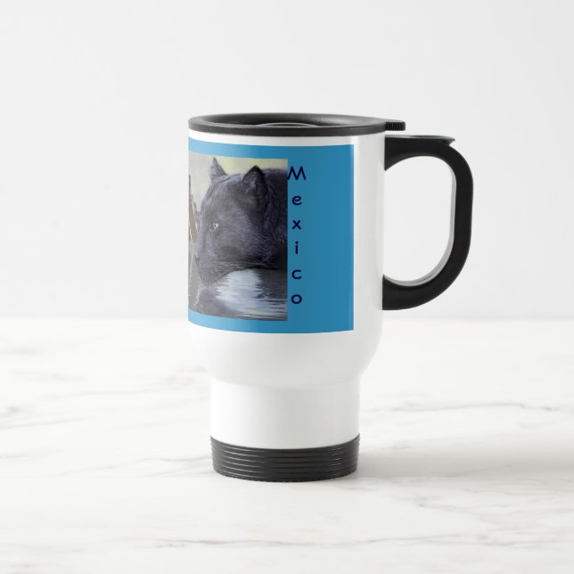 Black Panthers at Chichen Itza Mexico Travel Mug (Right)