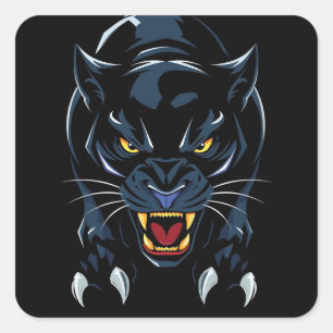 Black panther's head square sticker