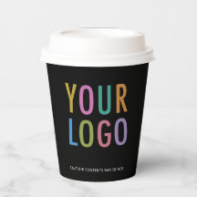 Black Paper Cups with Lids Custom Company Logo 8oz