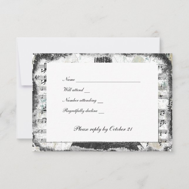 Black Paris Eiffel Tower Music rsvp with envelopes (Front)