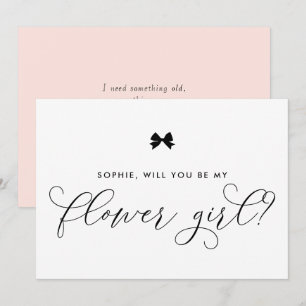 Black Parisian Bow Will You Be My Flower Girl Invitation