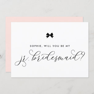 Black Parisian Bow Will You Be My Jr. Bridesmaid Invitation