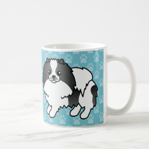 Black Parti-Colour Coat Pomeranian Dogs On Blue Coffee Mug