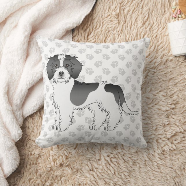 Black Parti-colour Mini Goldendoodle Dog & Paws Cushion (Blanket)