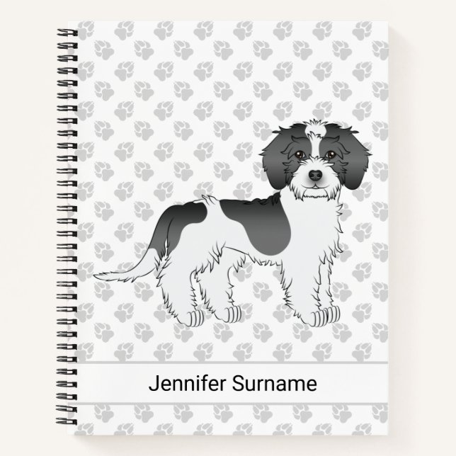 Black Parti-colour Mini Goldendoodle Dog & Text Notebook (Front)