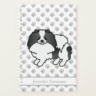 Black Parti-Colour Pomeranian Dog & Custom Text Planner