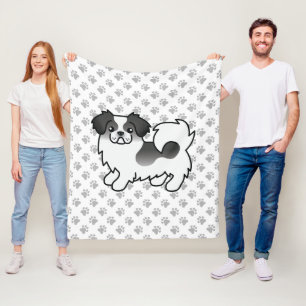 Black Parti-Colour Tibetan Spaniel Cute Dog & Paws Fleece Blanket