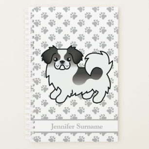 Black Parti-Colour Tibetan Spaniel Cute Dog & Text Planner