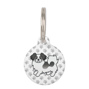 Black Parti-Colour Tibetan Spaniel Dog & Pet's Inf Pet Tag
