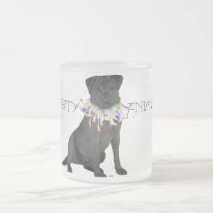 Black Party Animal Labrador Retriever Frosted Glass Coffee Mug