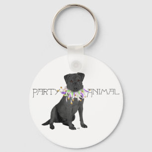 Black Party Animal Labrador Retriever Key Ring