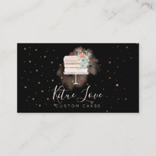 Black Party Wedding Cake Bakery Pastry Patisserie Business Card