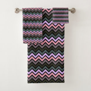 BLACK PASTEL CHEVRON PERSONALISED TOWEL SET