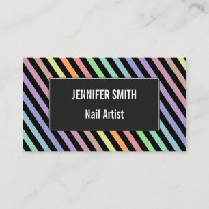 Black & Pastel Colour Lines Pattern Business Card