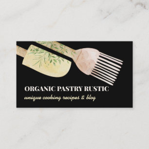 Black Pastel Illustration Pastry Bakery Business Card