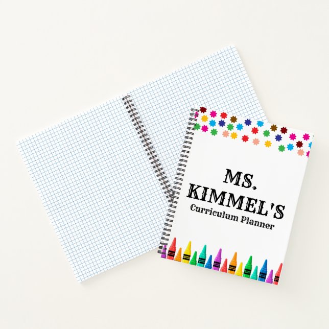 Black Pastels Crayons Curriculum Teacher Planner  Notebook (Inside)