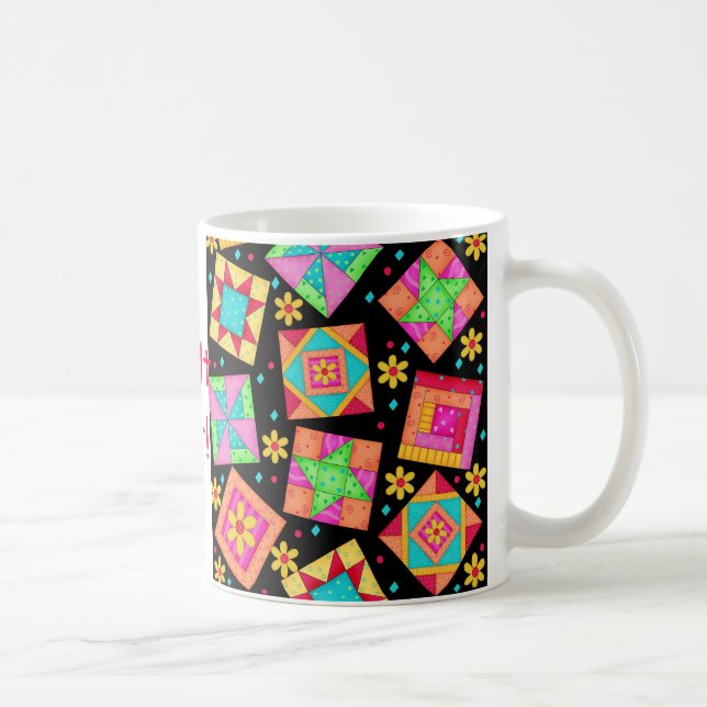 Black Patchwork Quilt Block Mug (Right)