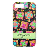 Black Patchwork Quilt Block Name Personalised