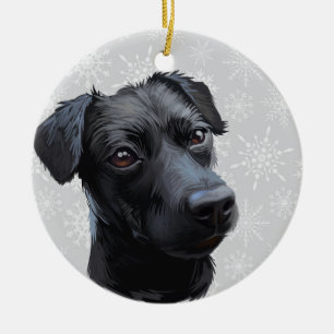 BLACK PATTERDALE TERRIER DOG CHRISTMAS ORNAMENT