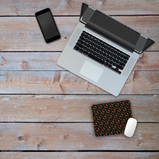 Black pattern floral wildflowers mouse pad (Creator Uploaded)