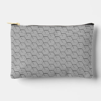 Black Pattern Line Cube Geometry Simple Accessory Pouch