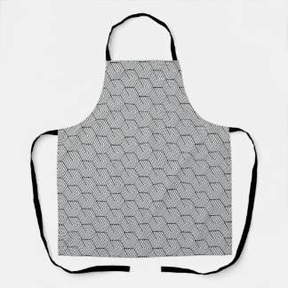 Black Pattern Line Cube Geometry Simple Apron