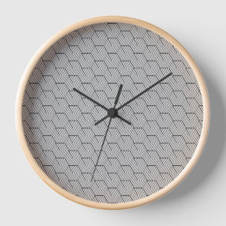 Black Pattern Line Cube Geometry Simple Clock