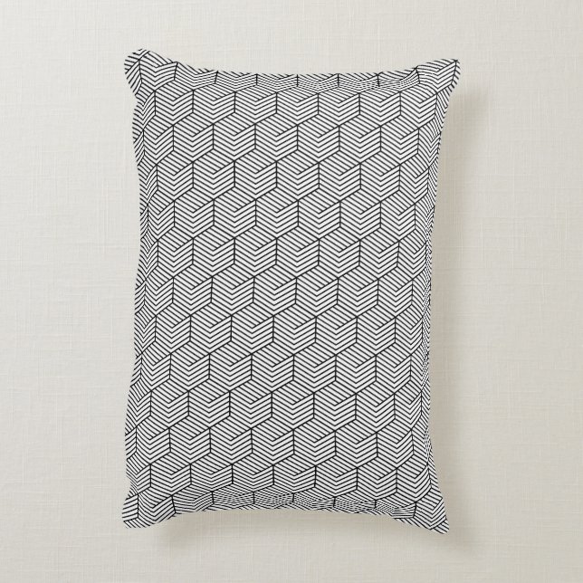 Black Pattern Line Cube Geometry Simple Decorative Cushion (Back(Vertical))