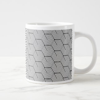 Black Pattern Line Cube Geometry Simple Large Coffee Mug