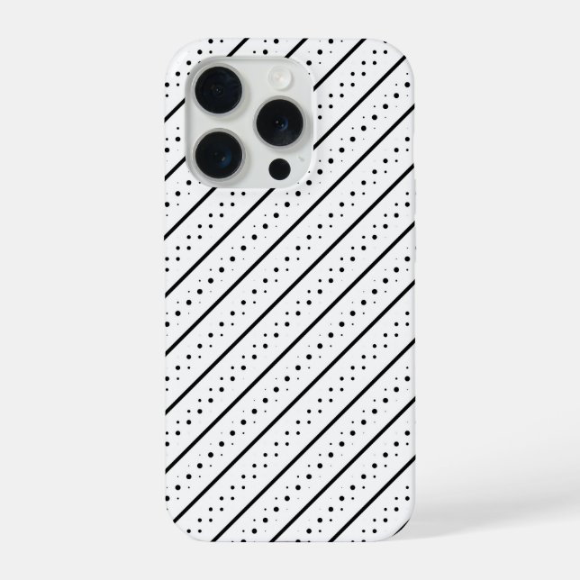 Black Pattern Line Dots Geometry iPhone Case (Back)
