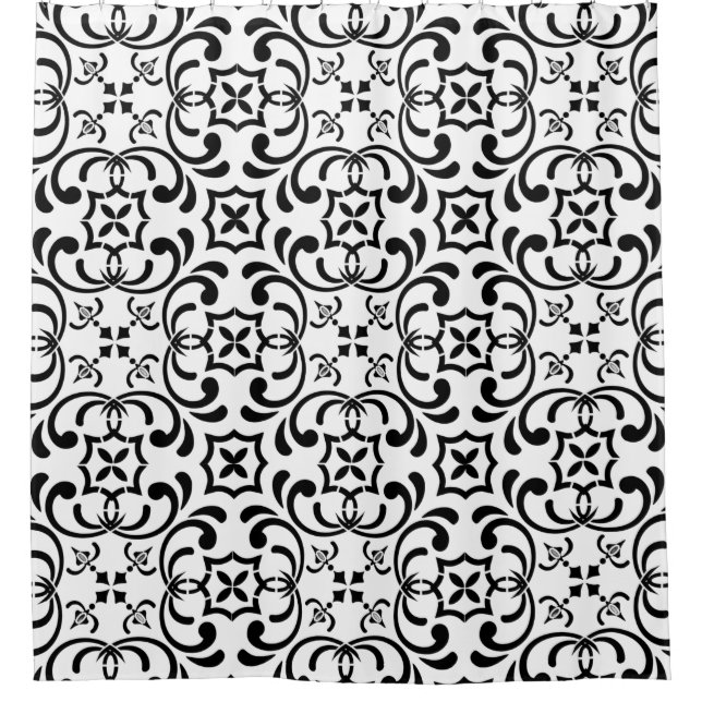 Black pattern shower curtain (Front)