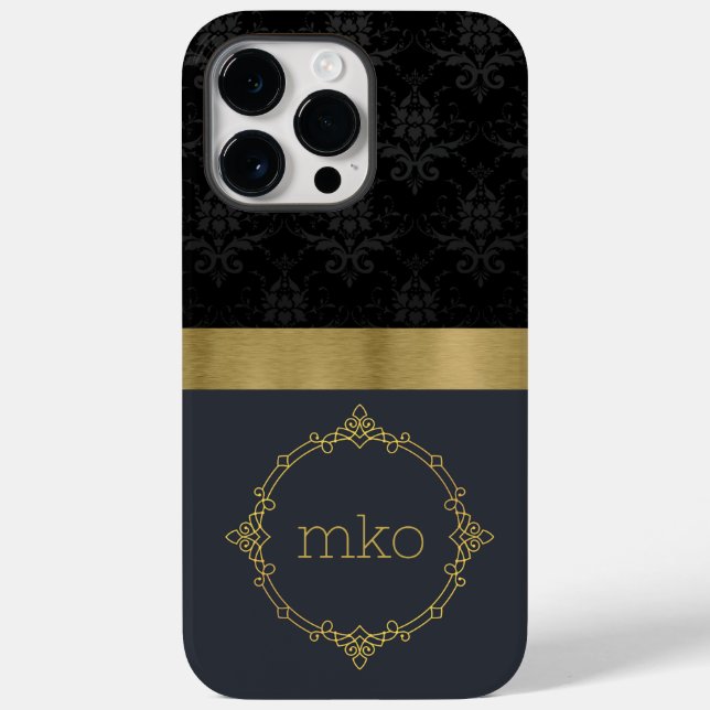 Black Pattern with Gold Stripe  Case-Mate iPhone Case (Back)